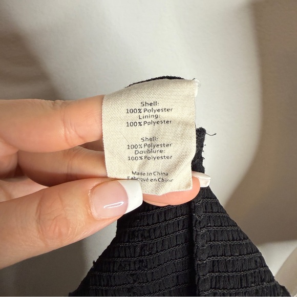 L’AGENCE Blouse Dulce Star Black Wrap Sheer Smocked Waist Long Sleeve Size L - Picture 7 of 8